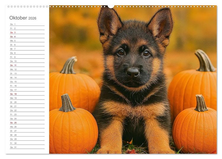 Produktbild: Sch&auml;ferhundliebe - Deine t&auml;gliche Dosis Welpenfreude &ndash; ganz ohne Gassi. (hochwertiger Premium Wandkalender 2026 DIN A2 quer), Kunstdruck in Hochglanz