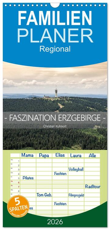 Produktbild: Familienplaner 2026 - Faszination Erzgebirge mit 5 Spalten (Wandkalender, 21 x 45 cm) CALVENDO