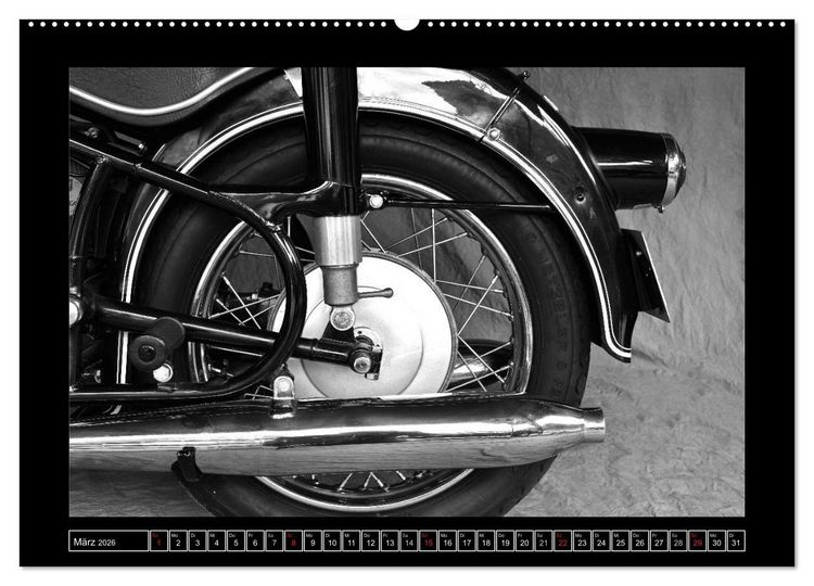Produktbild: BMW R69S in schwarzweiss (Wandkalender 2026 DIN A2 quer), CALVENDO Monatskalender