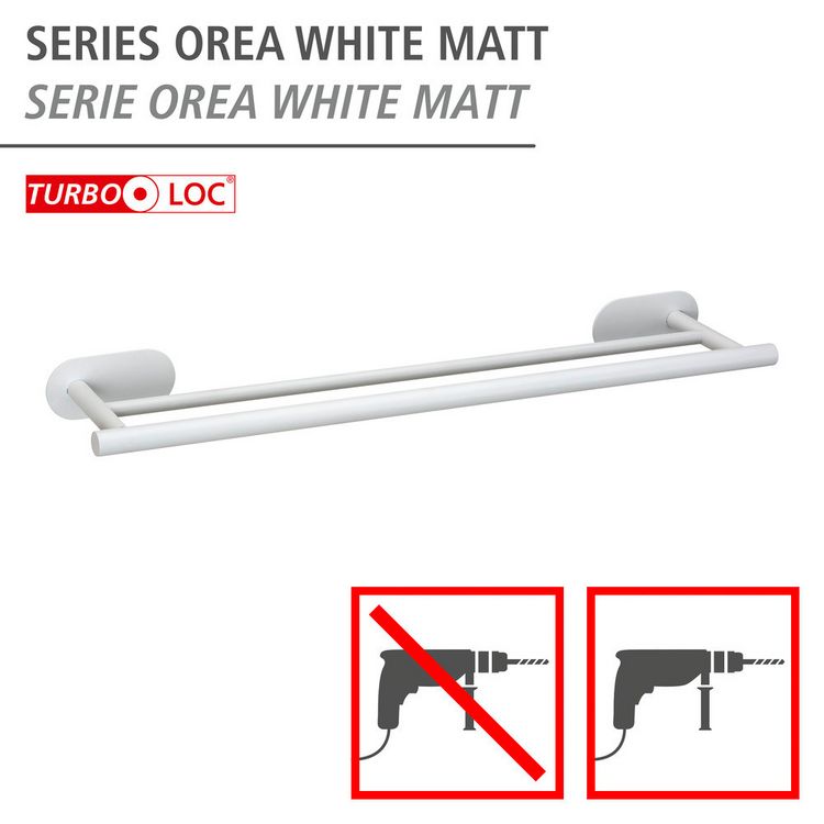 Produktbild: Turbo-Loc&reg; Badetuchstange Duo Mod. Orea White matt, 60 cm, aus rostfreiem Edelstahl
