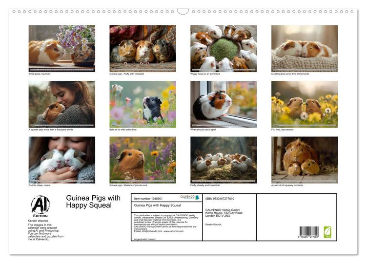 Produktbild: Guinea Pigs with Happy Squeal (Wall Calendar 2026 DIN A2 landscape), CALVENDO 12 Month Wall Calendar