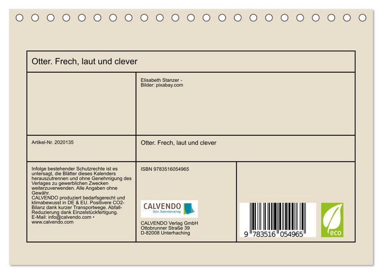 Produktbild: Otter. Frech, laut und clever (Tischkalender 2026 DIN A5 quer), CALVENDO Monatskalender