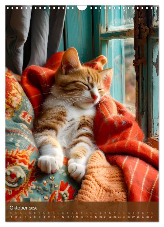 Produktbild: Kuschelkatzen - Fellnasen im Schlummerland (Wandkalender 2026 DIN A3 hoch), CALVENDO Monatskalender