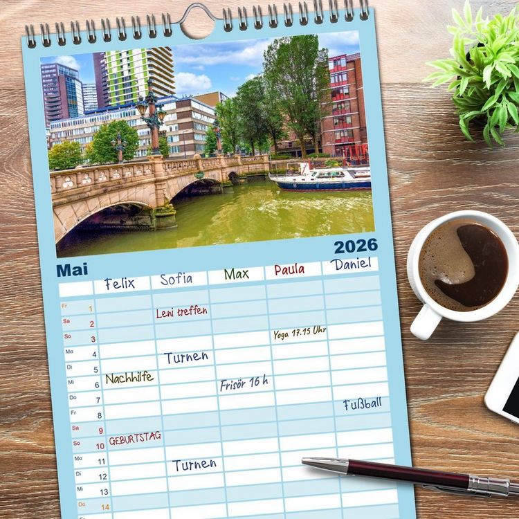 Produktbild: Familienplaner 2026 - Rotterdam - modern und pulsierend mit 5 Spalten (Wandkalender, 21 x 45 cm) CALVENDO