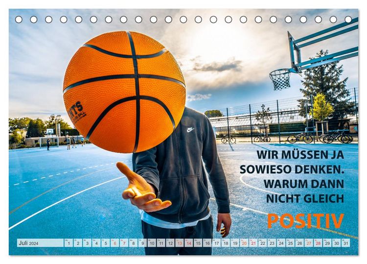 Produktbild: Positive Spr&uuml;che - Motivation und Basketball (Tischkalender 2024 DIN A5 quer), CALVENDO Monatskalender