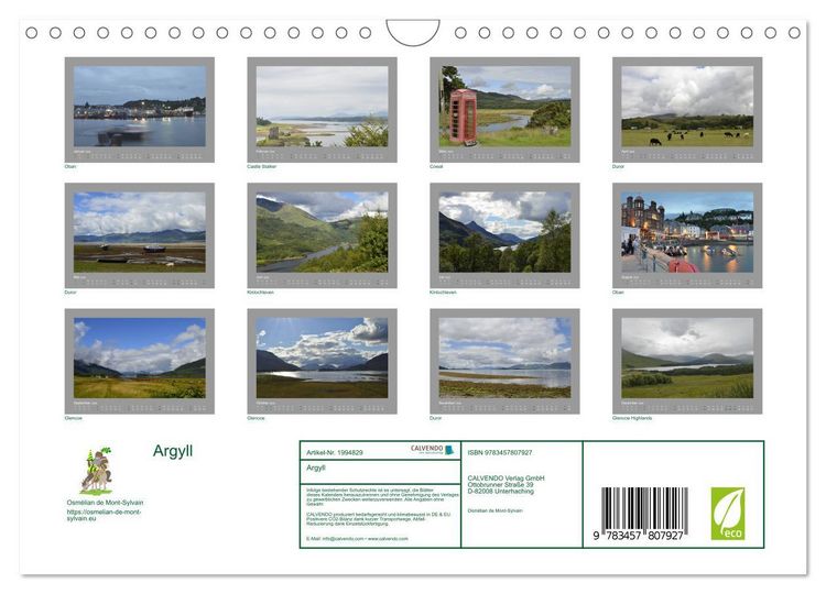 Produktbild: Argyll (Wandkalender 2026 DIN A4 quer), CALVENDO Monatskalender
