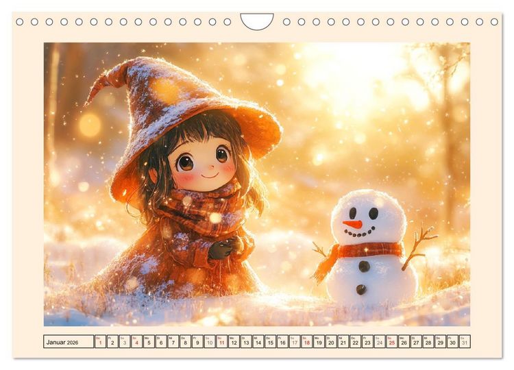 Produktbild: Kleine Hexen. Zauberhafte M&auml;dchen mit magischen Kr&auml;ften (Wandkalender 2026 DIN A4 quer), CALVENDO Monatskalender