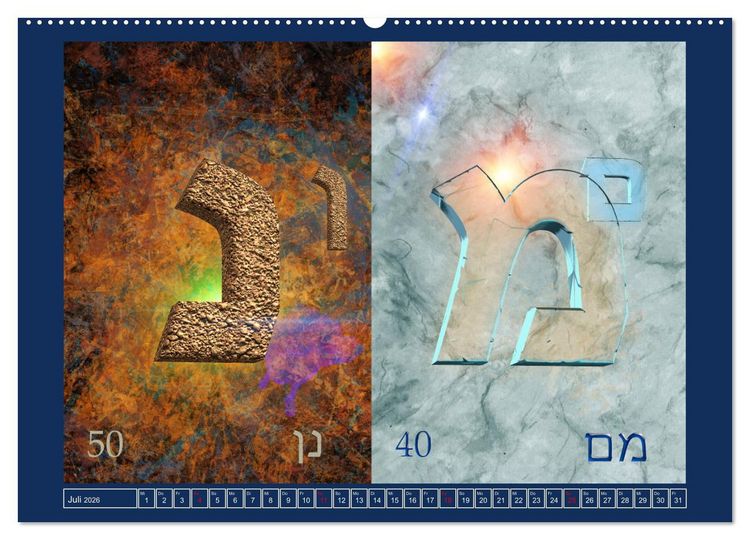 Produktbild: Alefbet Hebr&auml;ische Lettern (hochwertiger Premium Wandkalender 2026 DIN A2 quer), Kunstdruck in Hochglanz