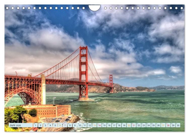 Produktbild: Golden Gate Bridge - Synonym f&uuml;r San Francisco (Wandkalender 2026 DIN A4 quer), CALVENDO Monatskalender
