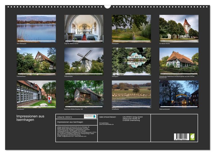 Produktbild: Impressionen aus Isernhagen (Wandkalender 2026 DIN A2 quer), CALVENDO Monatskalender