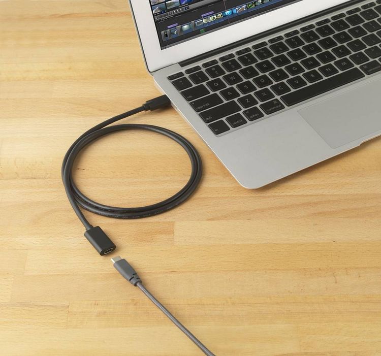 Produktbild: Renkforce USB-Kabel USB 3.2 Gen2x2 USB-C&reg; Stecker, USB-C&reg; Buchse 1.00 m Schwarz PVC-Mantel RF-4755220