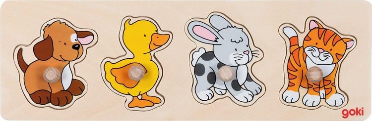 Produktbild: goki SteckpuzzleHund, Ente, Has, Katze