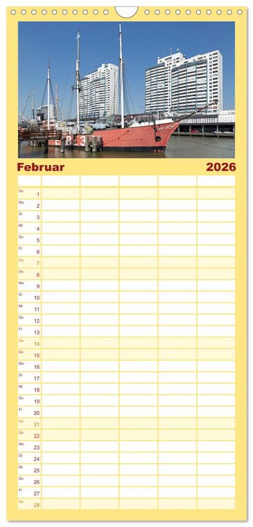 Produktbild: Familienplaner 2026 - Ansichten von Bremen und Bremerhaven mit 5 Spalten (Wandkalender, 21 x 45 cm) CALVENDO