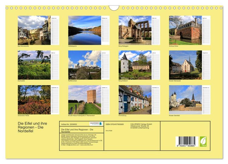 Produktbild: Die Eifel und ihre Regionen - Die Nordeifel (Wandkalender 2026 DIN A3 quer), CALVENDO Monatskalender