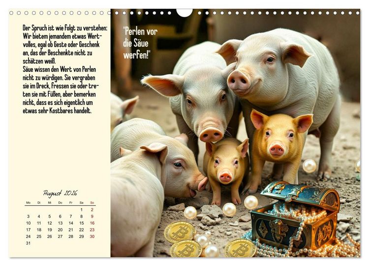 Produktbild: Illustrierte deutsche Redewendungen mit ihrer Bedeutung (Wandkalender 2026 DIN A3 quer), CALVENDO Monatskalender