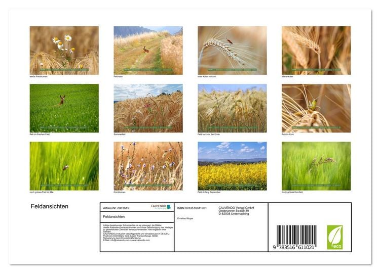 Produktbild: Feldansichten (Wandkalender 2026 DIN A4 quer), CALVENDO Monatskalender