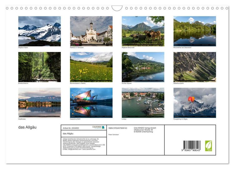 Produktbild: das Allg&auml;u (Wandkalender 2026 DIN A3 quer), CALVENDO Monatskalender