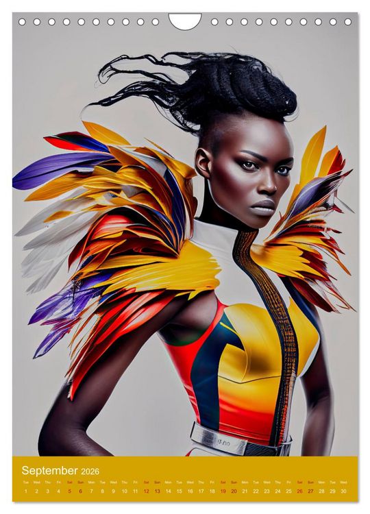 Produktbild: African beauties in a feather style (Wall Calendar 2026 DIN A4 portrait), CALVENDO 12 Month Wall Calendar