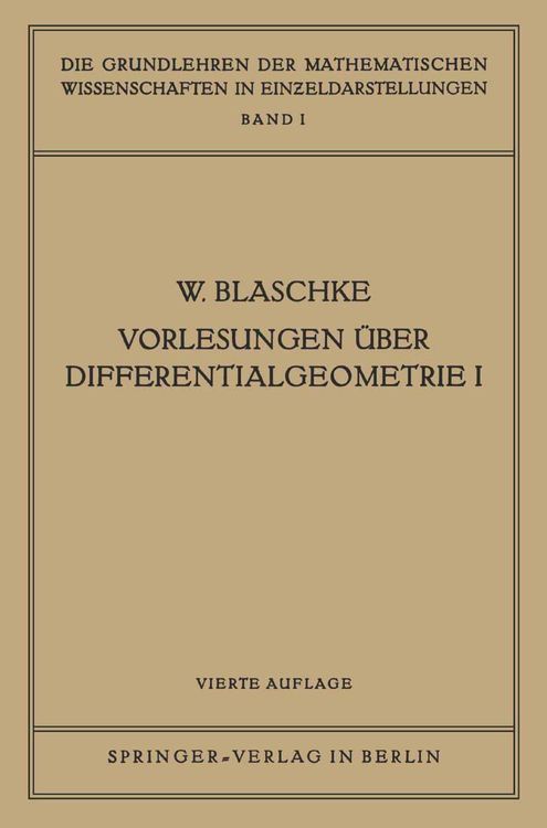 Produktbild: Vorlesungen &Uuml;ber Differentialgeometrie I