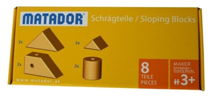 Produktbild: MATADOR 21250 - Maker Schr&auml;gteile-Set, 8 Teile, Baukasten-Erweiterung, Holz, Konstruktionsbaukasten, ab 3 Jahren, Spielend lernen!