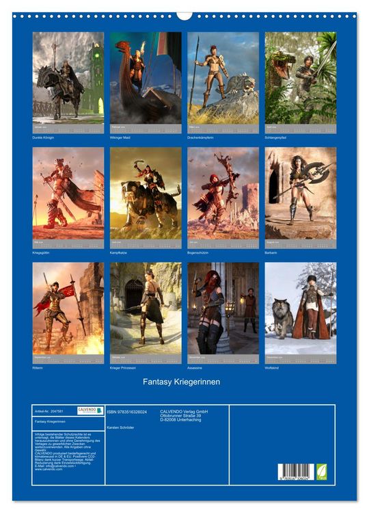 Produktbild: Fantasy Kriegerinnen (Wandkalender 2026 DIN A2 hoch), CALVENDO Monatskalender