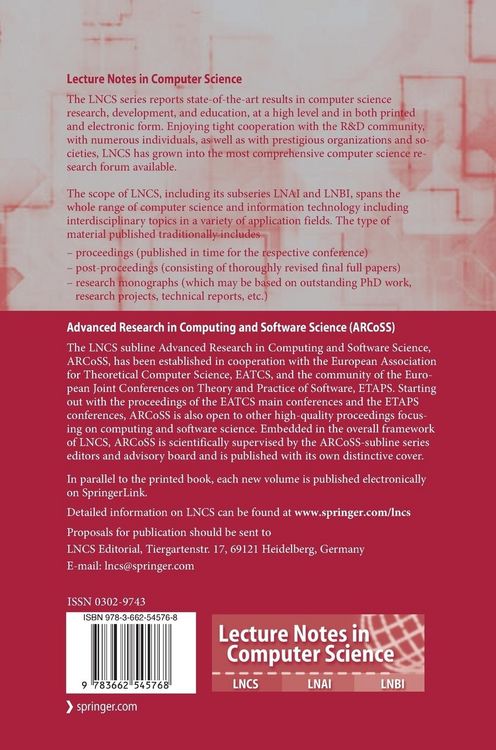 Produktbild: Tools and Algorithms for the Construction and Analysis of Systems