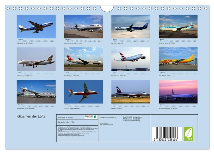 Produktbild: Giganten der L&uuml;fte (Wandkalender 2026 DIN A4 quer), CALVENDO Monatskalender