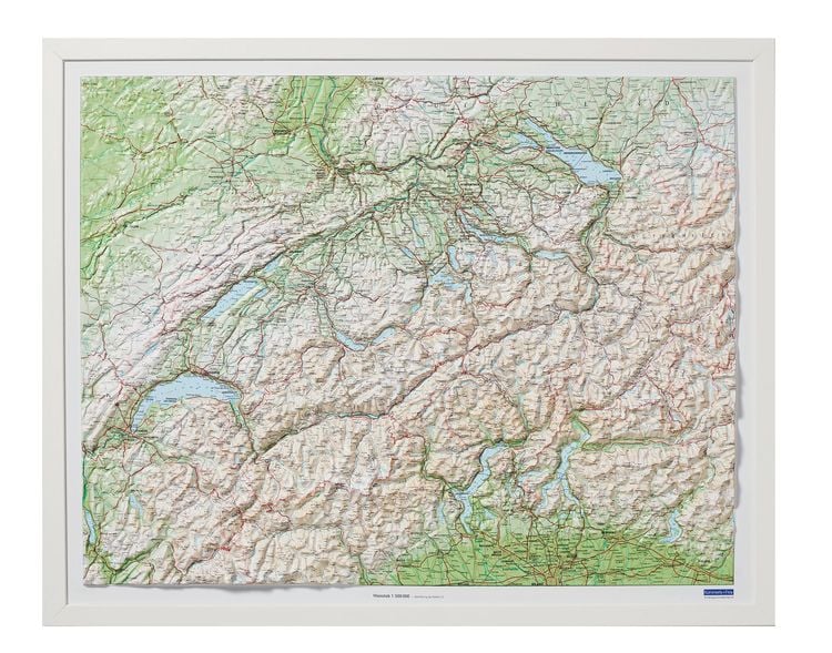 Produktbild: Kunststoffrelief Schweiz/weiß Holz