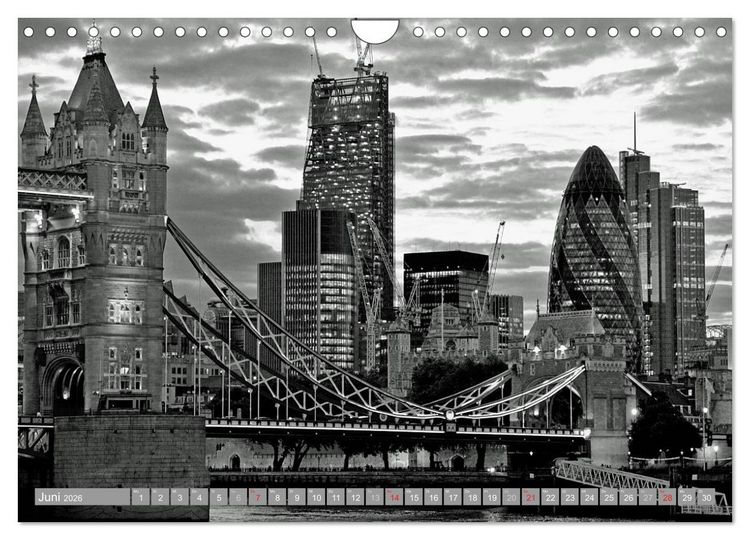 Produktbild: London in Schwarz-Wei&szlig; (Wandkalender 2026 DIN A4 quer), CALVENDO Monatskalender