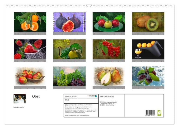 Produktbild: Obst (Wandkalender 2026 DIN A2 quer), CALVENDO Monatskalender