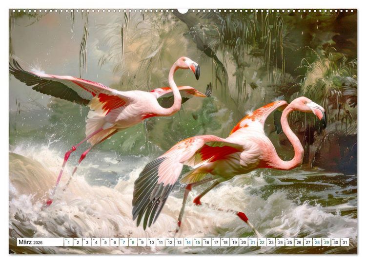 Produktbild: Ein Herz f&uuml;r Flamingos (hochwertiger Premium Wandkalender 2026 DIN A2 quer), Kunstdruck in Hochglanz