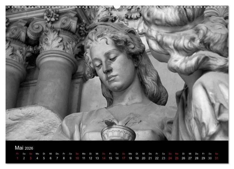 Produktbild: Lebende Steine - Skulpturen auf dem Friedhof Staglieno (hochwertiger Premium Wandkalender 2026 DIN A2 quer), Kunstdruck in Hochglanz