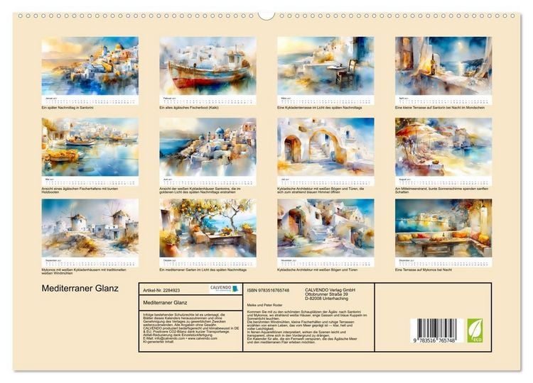 Produktbild: Mediterraner Glanz (hochwertiger Premium Wandkalender 2027 DIN A2 quer), Kunstdruck in Hochglanz