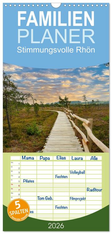 Produktbild: Familienplaner 2026 - Stimmungsvolle Rh&ouml;n mit 5 Spalten (Wandkalender, 21 x 45 cm) CALVENDO