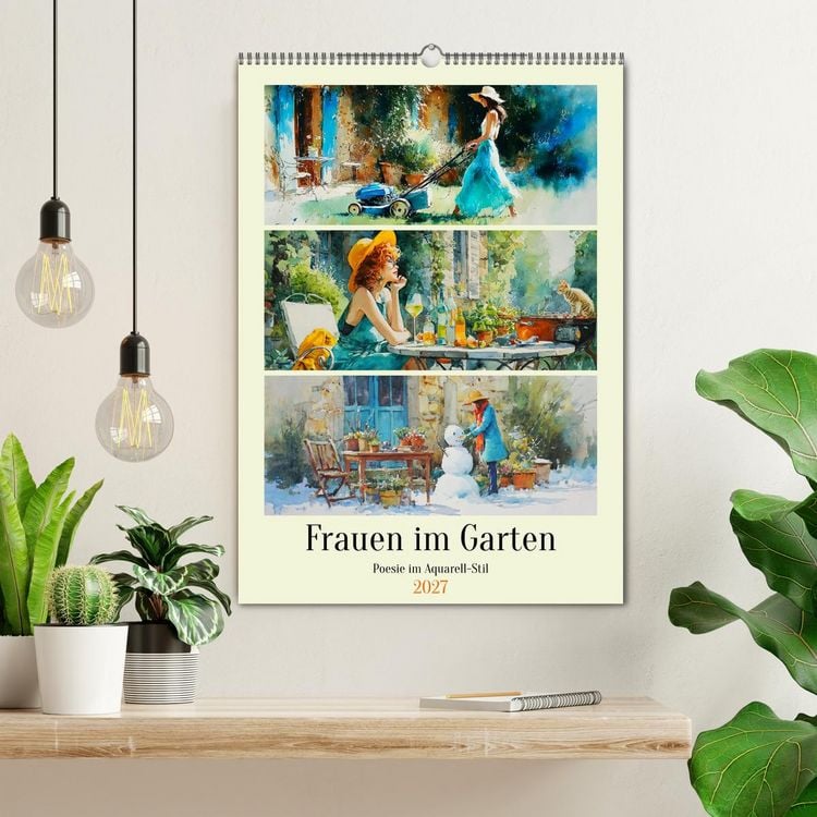 Produktbild: Frauen im Garten. Poesie im Aquarell-Stil (Wandkalender 2027 DIN A2 hoch), CALVENDO Monatskalender