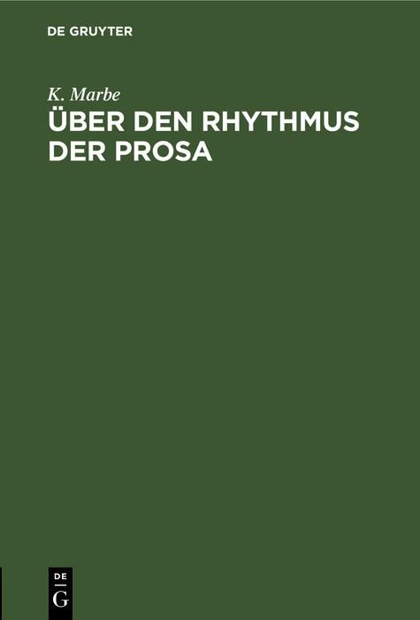 Produktbild: &Uuml;ber den Rhythmus der Prosa