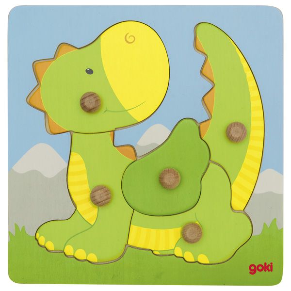 Produktbild: Goki 57553 - Steckpuzzle Drache, 5-teilig, Holz, 21x21cm