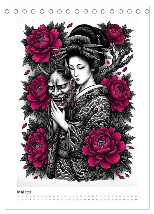 Produktbild: Irezumi - Japans Seele in zwei Farben (Tischkalender 2027 DIN A5 hoch), CALVENDO Monatskalender