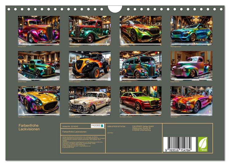 Produktbild: Farbenfrohe Lackvisionen (Wandkalender 2026 DIN A4 quer), CALVENDO Monatskalender