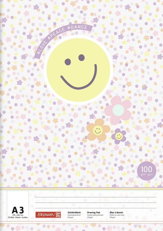 Produktbild: Brunnen Zeichenblock A3 20 Blatt Happy Hippie