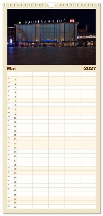 Produktbild: Familienplaner 2027 - K&ouml;ln bei Nacht mit 5 Spalten (Wandkalender, 21 x 45 cm) CALVENDO