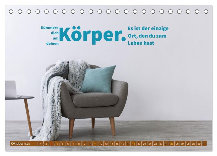 Produktbild: Achtsamkeit Gesundheit mit coolen Spr&uuml;chen zum Wohlbefinden (Tischkalender 2026 DIN A5 quer), CALVENDO Monatskalender
