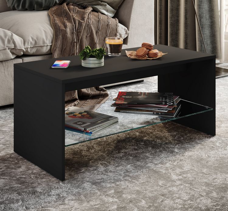 Produktbild: Holz Sofatisch Couchtisch Glas Wisal