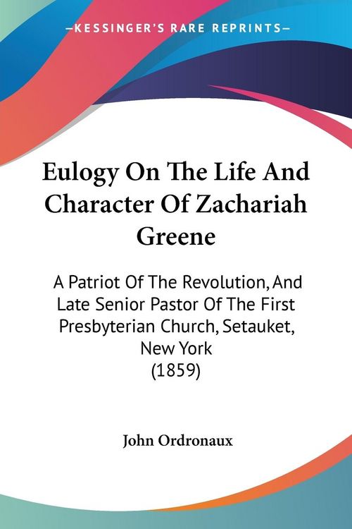 Produktbild: Ordronaux, J: Eulogy On The Life And Character Of Zachariah