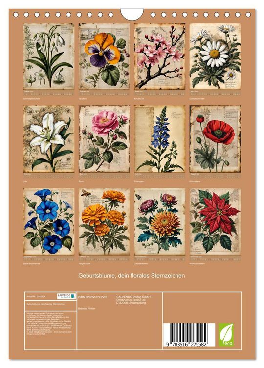 Produktbild: Geburtsblume, dein florales Sternzeichen (Wandkalender 2026 DIN A4 hoch), CALVENDO Monatskalender