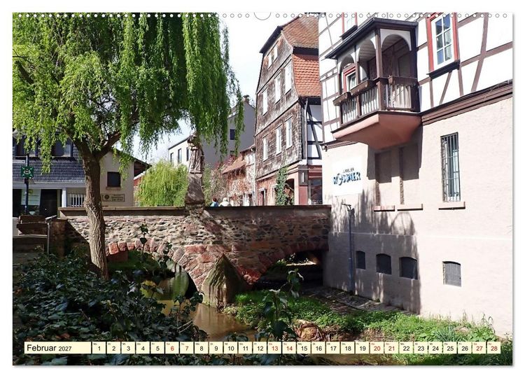 Produktbild: Bensheim an der Bergstra&szlig;e Mandelbl&uuml;te, Wein und Fachwerk (Wandkalender 2027 DIN A2 quer), CALVENDO Monatskalender
