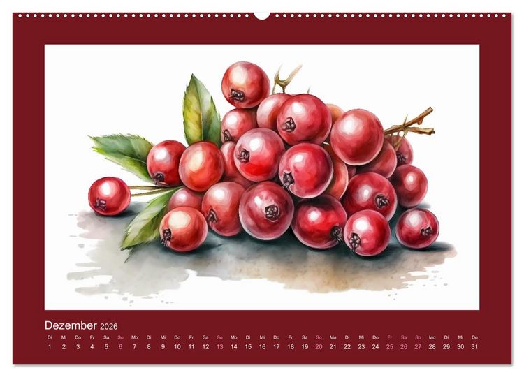 Produktbild: Fr&uuml;chte in Wasserfarben - Fruchtige KI-Kunst f&uuml;r das ganze Jahr (Wandkalender 2026 DIN A2 quer), CALVENDO Monatskalender