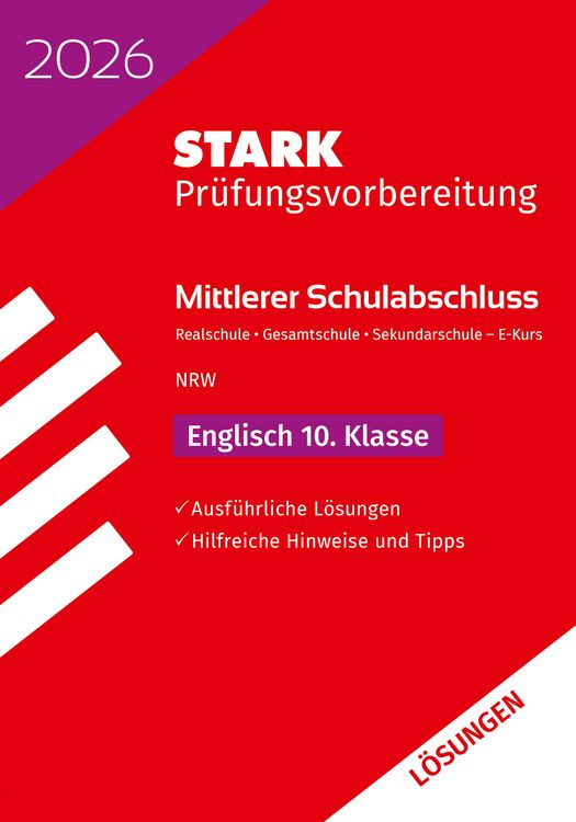 Produktbild: STARK Lösungen zu Englisch E-Kurs - Mittlerer Schulabschluss (MSA) 2026 NRW - Prüfungsvorbereitung