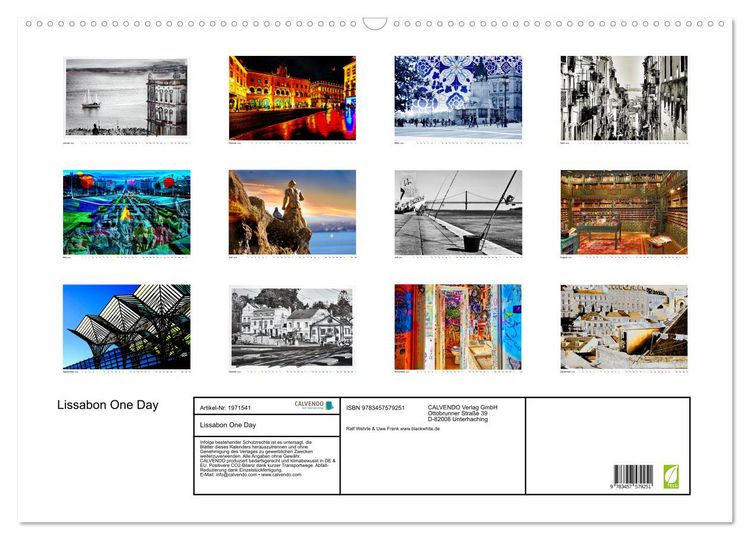 Produktbild: Lissabon One Day (Wandkalender 2026 DIN A2 quer), CALVENDO Monatskalender
