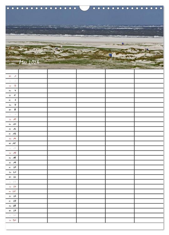 Produktbild: Urlaubsparadies Amrum / Familienplaner (Wandkalender 2026 DIN A3 hoch), CALVENDO Monatskalender